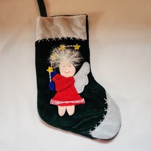 Vintage Christmas Stocking, Hapy Angel, Crazy Hair
